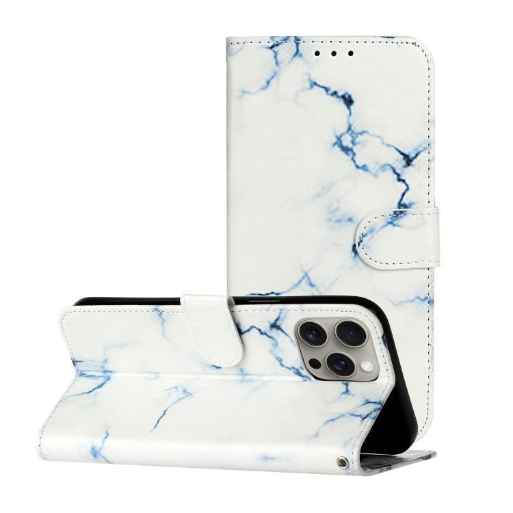 Colored Drawing Marble Pattern Leather Phone Case, For iPhone 16 Pro Max, For iPhone 16 Pro
