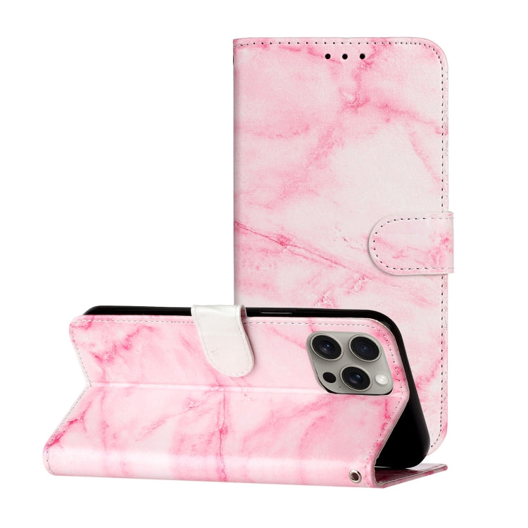 Colored Drawing Marble Pattern Leather Phone Case, For iPhone 16 Pro Max, For iPhone 16 Pro