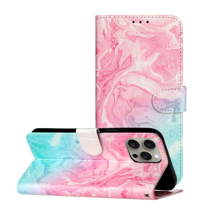 Colored Drawing Marble Pattern Leather Phone Case, For iPhone 16 Pro Max, For iPhone 16 Pro