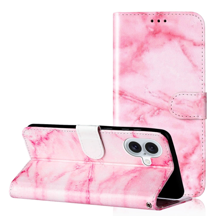 Colored Drawing Marble Pattern Leather Phone Case, For iPhone 16 Plus, For iPhone 16