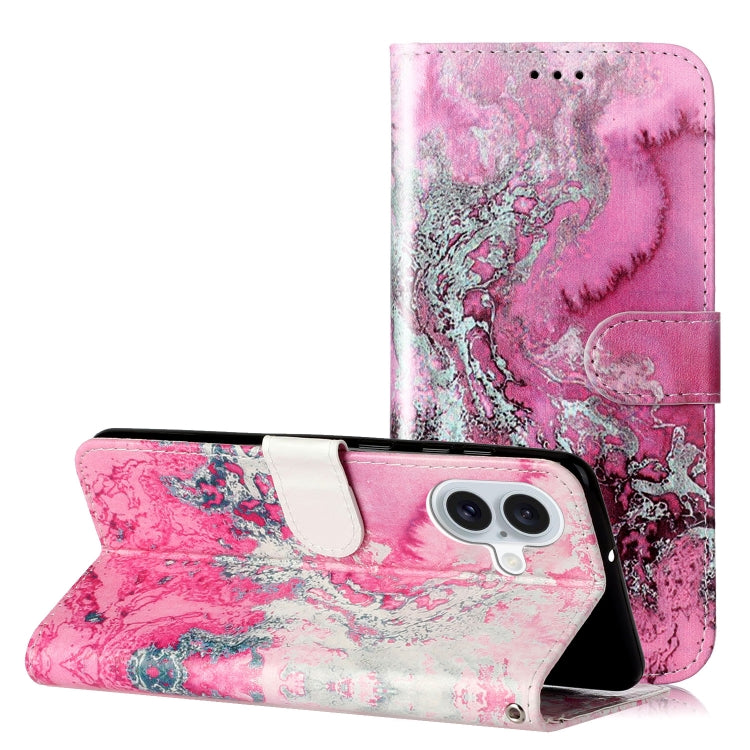 Colored Drawing Marble Pattern Leather Phone Case, For iPhone 16 Plus, For iPhone 16