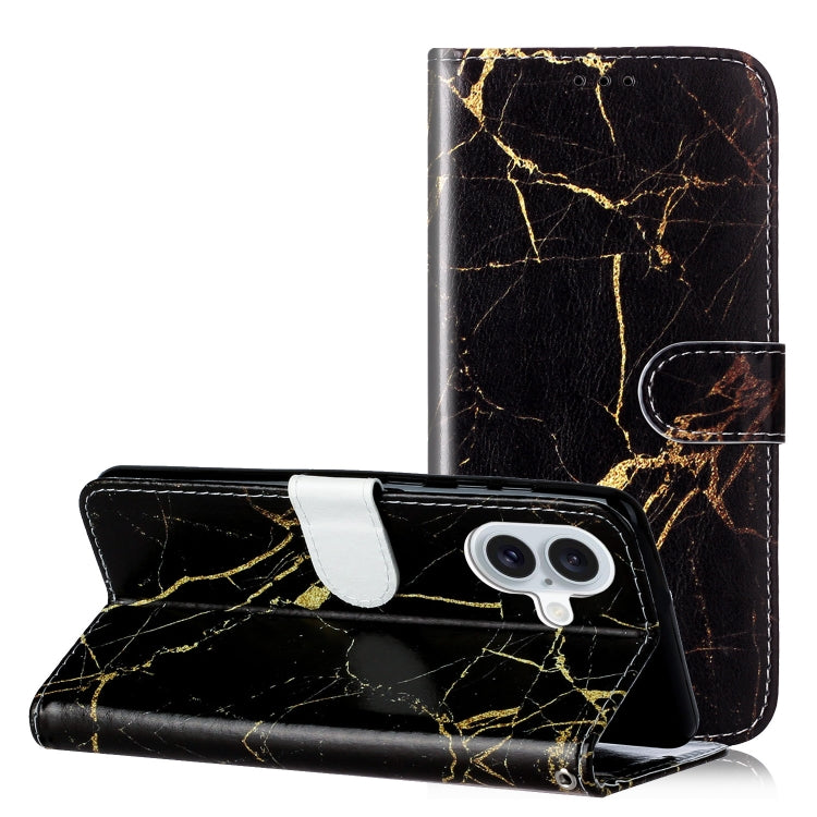 Colored Drawing Marble Pattern Leather Phone Case, For iPhone 16 Plus, For iPhone 16