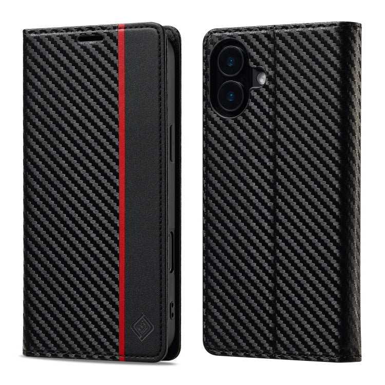 LC.IMEEKE Carbon Fiber Leather Phone Case, For iPhone 18 Pro / 17 Pro, For iPhone 18 Pro Max/17 Pro Max, For iPhone 17e / 16e, For iPhone 17, For iPhone Air, For iPhone 16 Pro Max, For iPhone 16 Pro, For iPhone 16 Plus, For iPhone 16