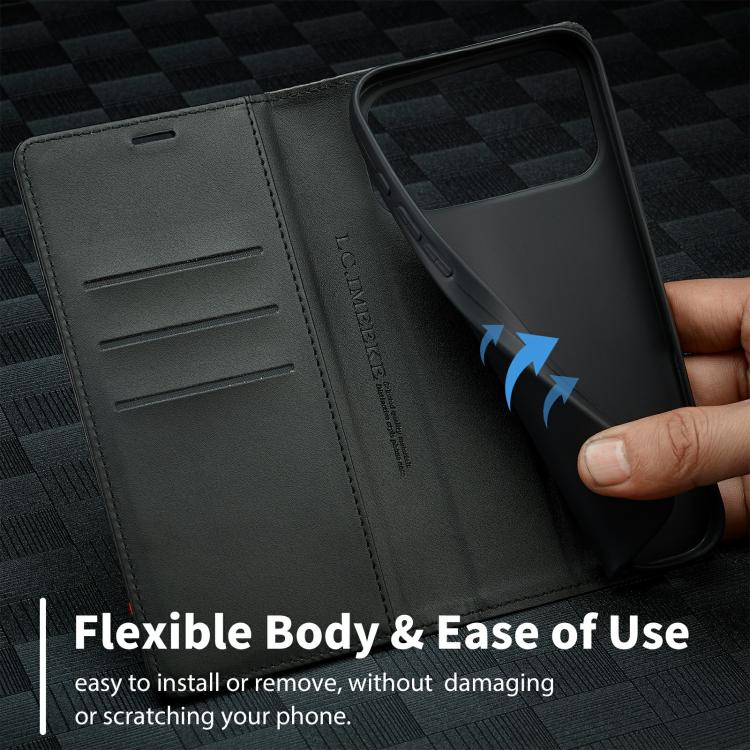 LC.IMEEKE Carbon Fiber Leather Phone Case, For iPhone 18 Pro / 17 Pro, For iPhone 18 Pro Max/17 Pro Max, For iPhone 17e / 16e, For iPhone 17, For iPhone Air, For iPhone 16 Pro Max, For iPhone 16 Pro, For iPhone 16 Plus, For iPhone 16
