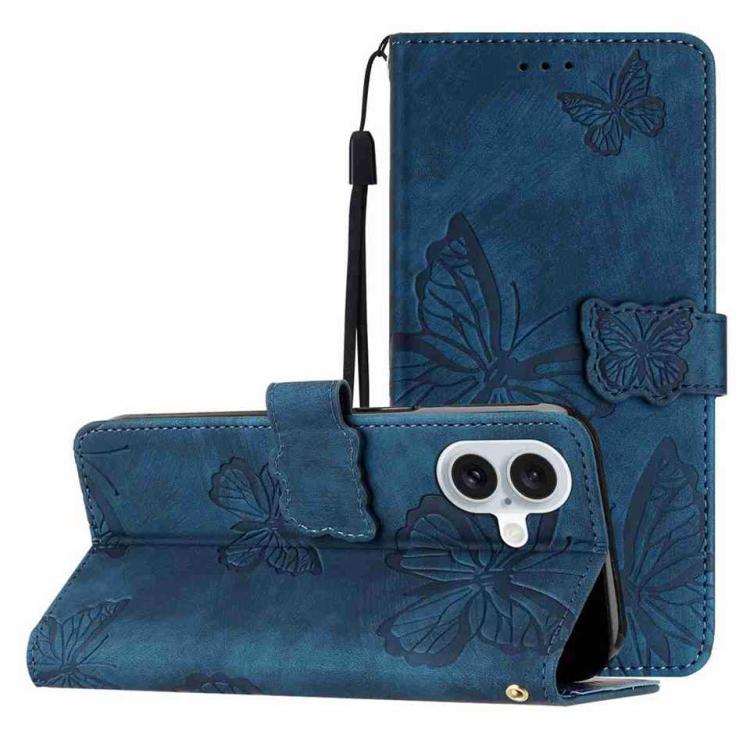 Skin-feel Embossed Butterfly Leather Phone Case, For iPhone 17 Pro Max, For iPhone 17 Pro, For iPhone 17, For iPhone 17 Air
