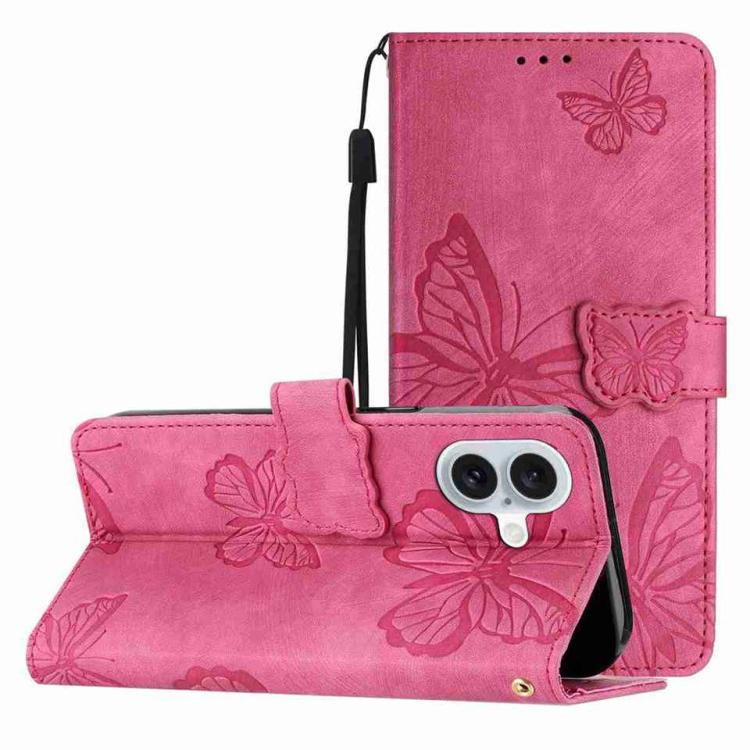 Skin-feel Embossed Butterfly Leather Phone Case, For iPhone 17 Pro Max, For iPhone 17 Pro, For iPhone 17, For iPhone 17 Air