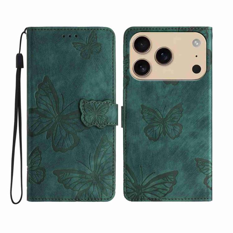 Skin-feel Embossed Butterfly Leather Phone Case, For iPhone 17 Pro Max, For iPhone 17 Pro, For iPhone 17, For iPhone 17 Air