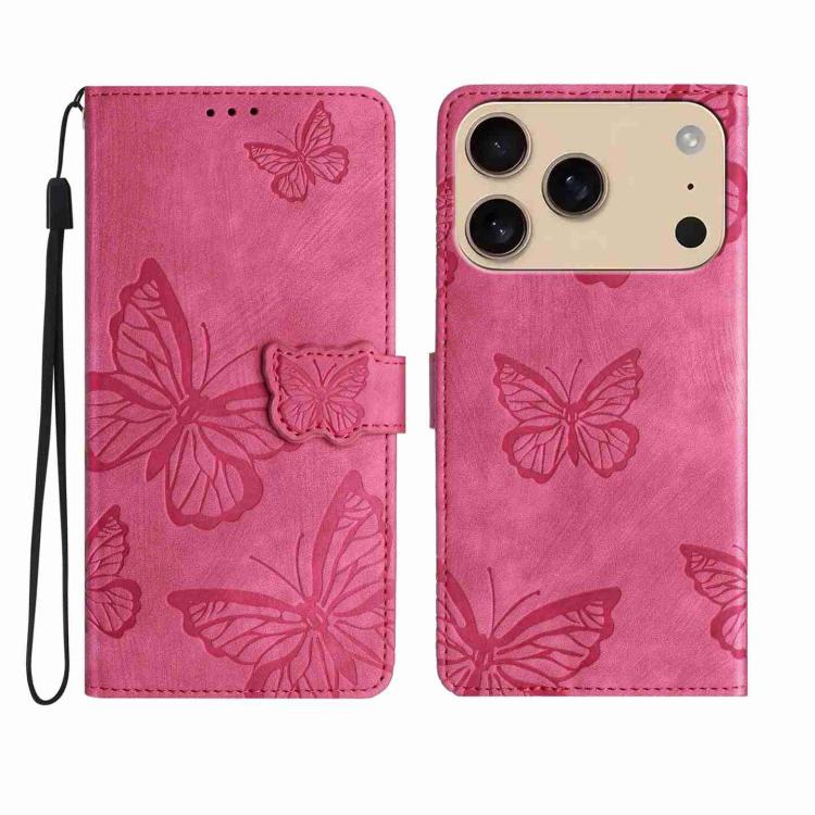 Skin-feel Embossed Butterfly Leather Phone Case, For iPhone 17 Pro Max, For iPhone 17 Pro, For iPhone 17, For iPhone 17 Air