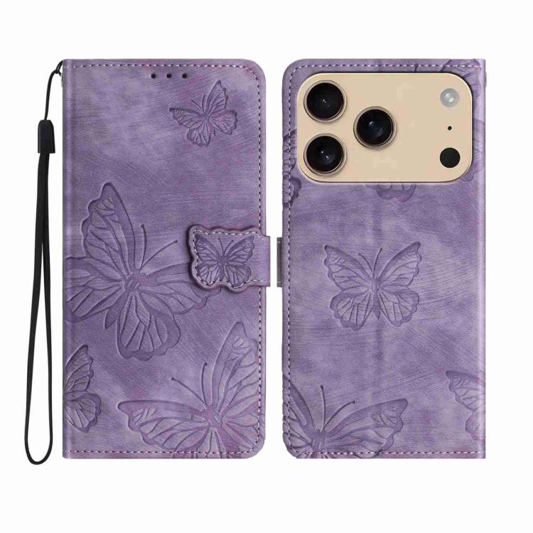 Skin-feel Embossed Butterfly Leather Phone Case, For iPhone 17 Pro Max, For iPhone 17 Pro, For iPhone 17, For iPhone 17 Air