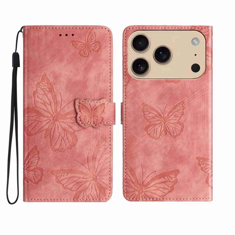 Skin-feel Embossed Butterfly Leather Phone Case, For iPhone 17 Pro Max, For iPhone 17 Pro, For iPhone 17, For iPhone 17 Air