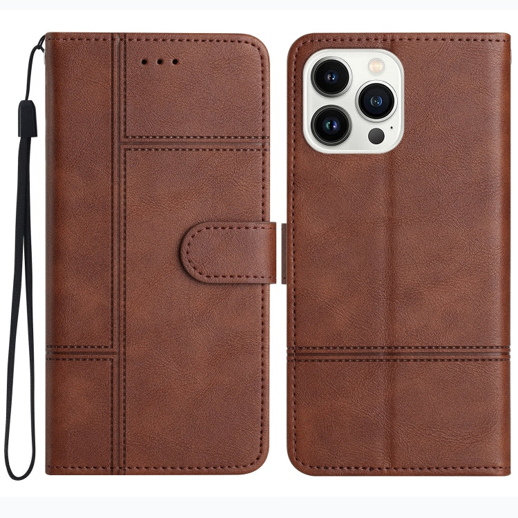 Cowhide Texture Stitching Leather Phone Case, For iPhone 16 Pro Max, For iPhone 16 Pro, For iPhone 16 Plus, For iPhone 16
