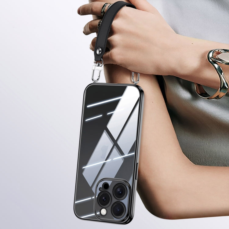 SULADA  Electroplated Clear TPU Soft Frame Phone Case with Wrist Strap, For iPhone 16 Plus, For iPhone 16, For iPhone 15 Pro Max, For iPhone 15 Pro, For iPhone 15, For iPhone 14, For iPhone 14 Pro, For iPhone 14 Pro Max