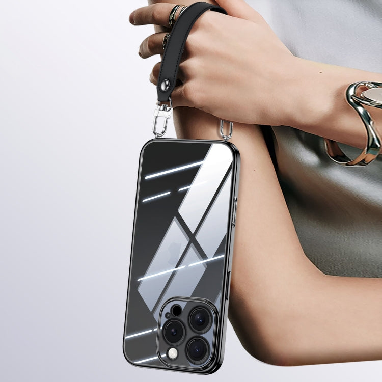 SULADA  Electroplated Clear TPU Soft Frame Phone Case with Wrist Strap, For iPhone 16 Pro Max, For iPhone 16 Pro, For iPhone 16 Plus, For iPhone 16, For iPhone 15 Pro Max, For iPhone 15 Pro, For iPhone 15, For iPhone 14