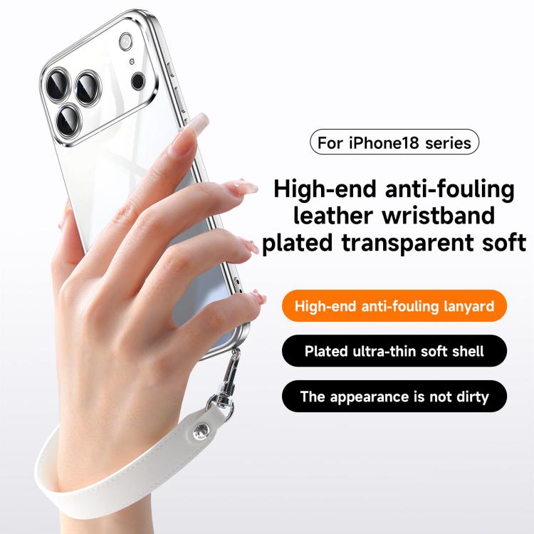 SULADA  Electroplated Clear TPU Soft Frame Phone Case with Wrist Strap, For iPhone 16 Plus, For iPhone 16, For iPhone 15 Pro Max, For iPhone 15 Pro, For iPhone 15, For iPhone 14, For iPhone 14 Pro, For iPhone 14 Pro Max