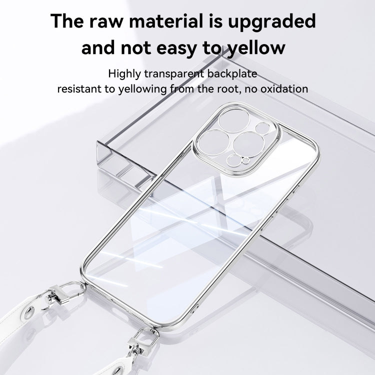 SULADA  Electroplated Clear TPU Soft Frame Phone Case with Wrist Strap, For iPhone 16 Pro Max, For iPhone 16 Pro, For iPhone 16 Plus, For iPhone 16, For iPhone 15 Pro Max, For iPhone 15 Pro, For iPhone 15, For iPhone 14