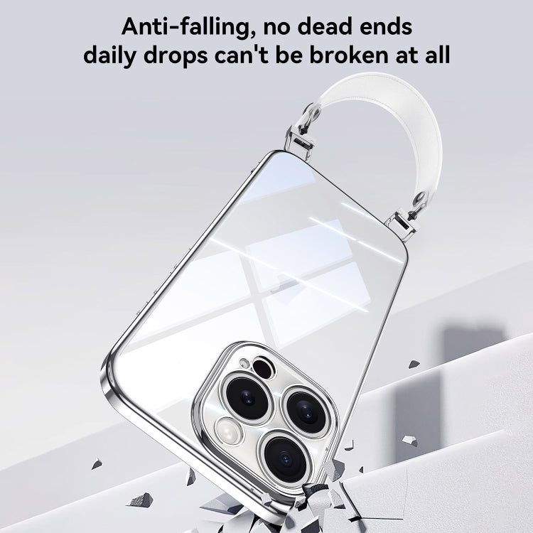 SULADA  Electroplated Clear TPU Soft Frame Phone Case with Wrist Strap, For iPhone 16 Pro Max, For iPhone 16 Pro, For iPhone 16 Plus, For iPhone 16, For iPhone 15 Pro Max, For iPhone 15 Pro, For iPhone 15, For iPhone 14