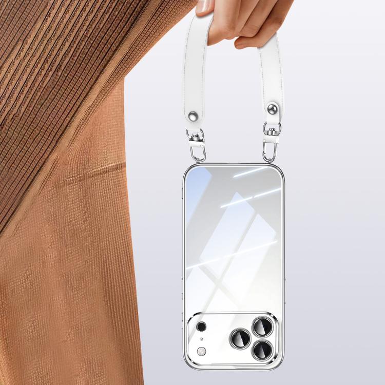 SULADA  Electroplated Clear TPU Soft Frame Phone Case with Wrist Strap, For iPhone 13 Pro Max, For iPhone 13 Pro, For iPhone 13