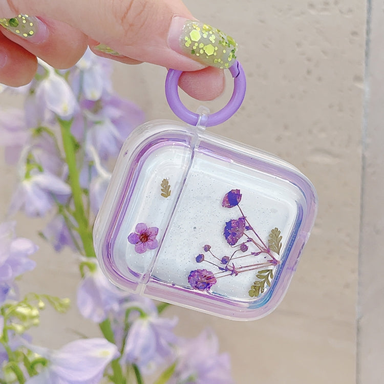 Glitter Starry Epoxy Dried Flowers Earbuds Box TPU Case, For AirPods 3, For AirPods Pro