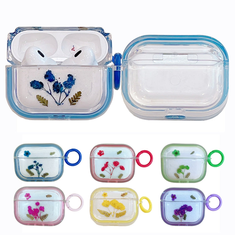 Glitter Starry Epoxy Dried Flowers Earbuds Box TPU Case, For AirPods 3, For AirPods Pro