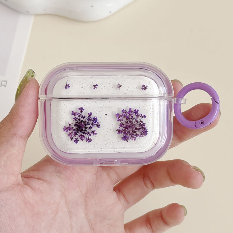 Glitter Snowflake Epoxy Dried Flowers Earbuds Box TPU Case