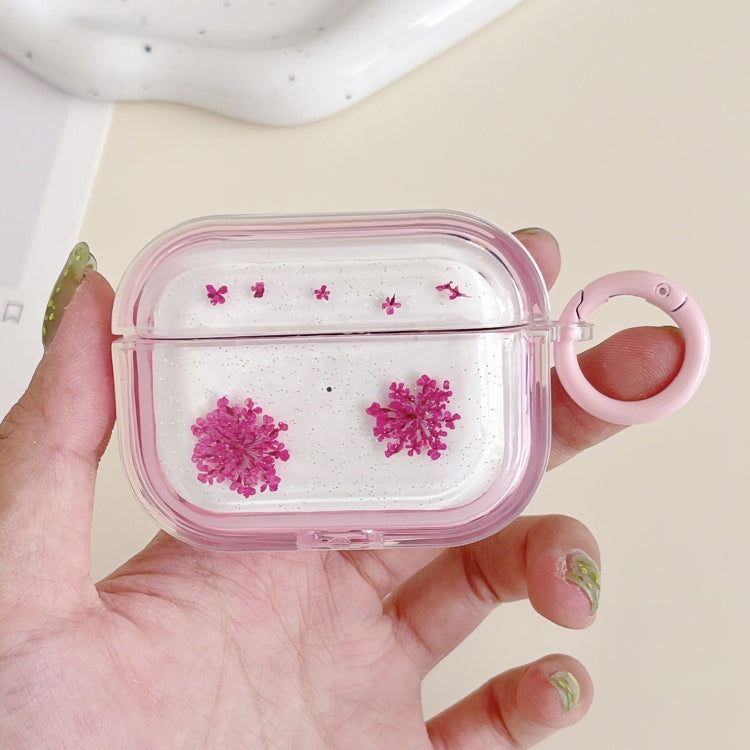 Glitter Snowflake Epoxy Dried Flowers Earbuds Box TPU Case