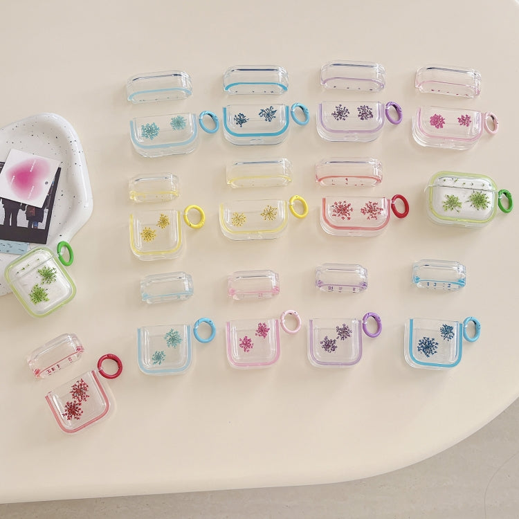 Glitter Snowflake Epoxy Dried Flowers Earbuds Box TPU Case