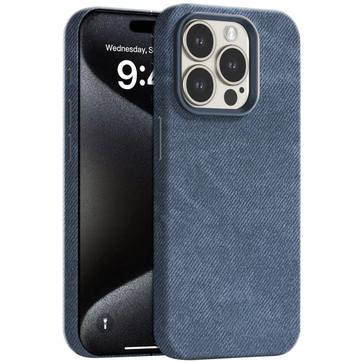 Skin Feel Denim Leather MagSafe Phone Case, For iPhone 15 Pro Max, For iPhone 15 Pro