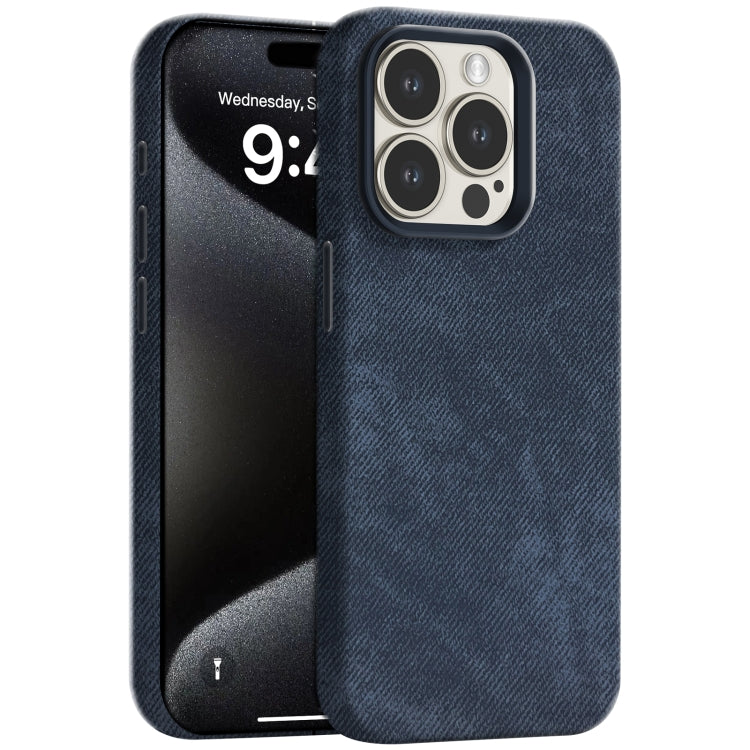 Skin Feel Denim Leather MagSafe Phone Case, For iPhone 15 Pro Max, For iPhone 15 Pro