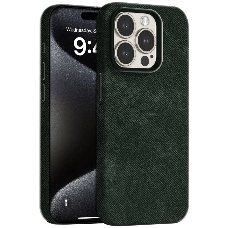 Skin Feel Denim Leather MagSafe Phone Case, For iPhone 15 Pro Max, For iPhone 15 Pro