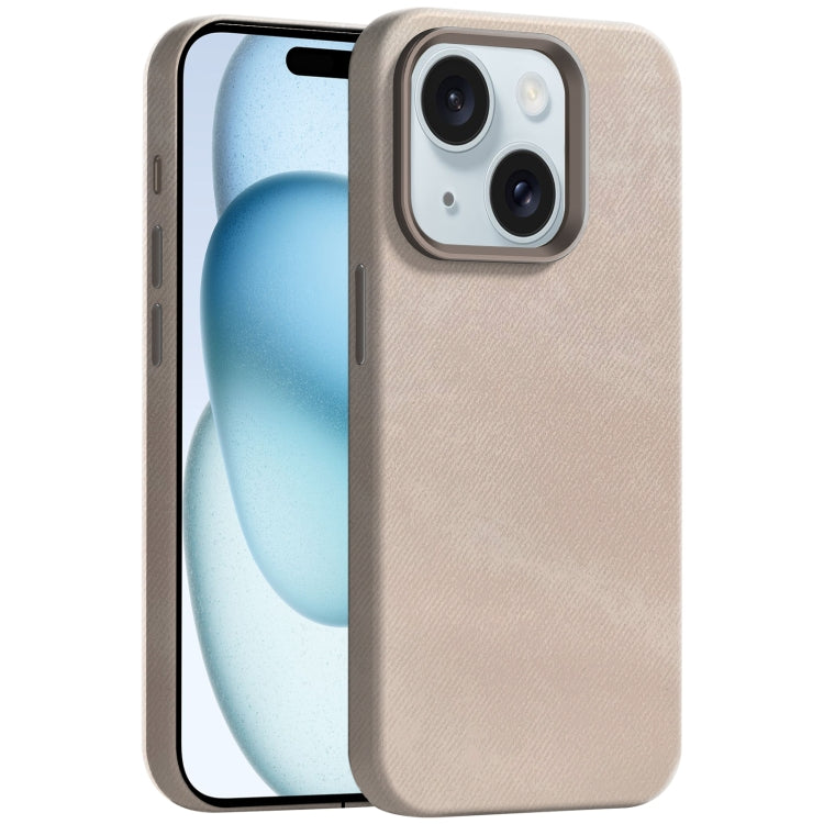 Skin Feel Denim Leather MagSafe Phone Case, For iPhone 15, For iPhone 14