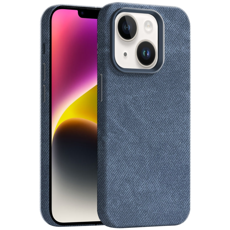 Skin Feel Denim Leather MagSafe Phone Case, For iPhone 15, For iPhone 14