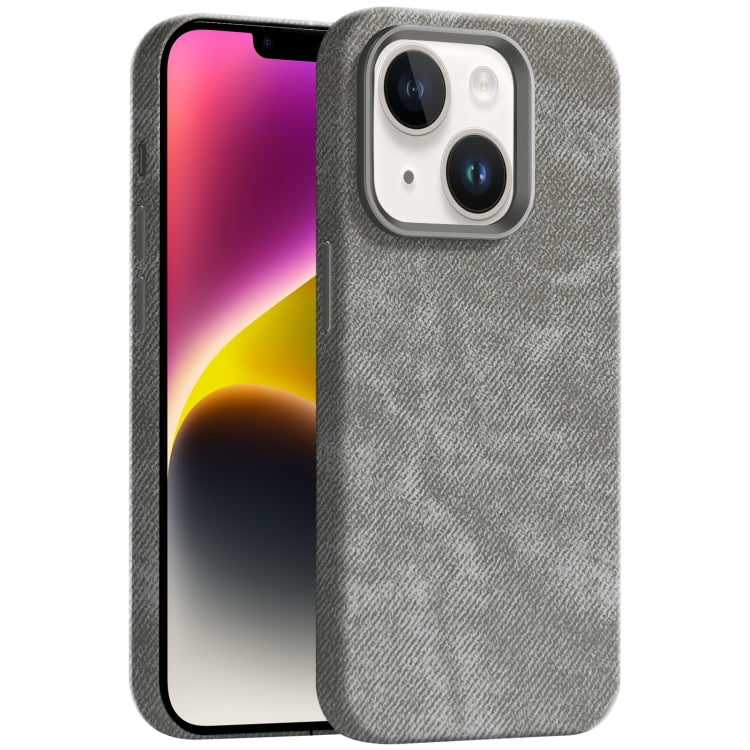 Skin Feel Denim Leather MagSafe Phone Case, For iPhone 15, For iPhone 14