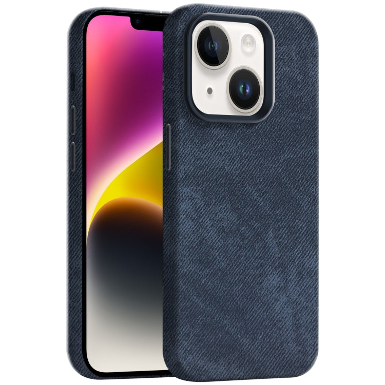 Skin Feel Denim Leather MagSafe Phone Case, For iPhone 15, For iPhone 14