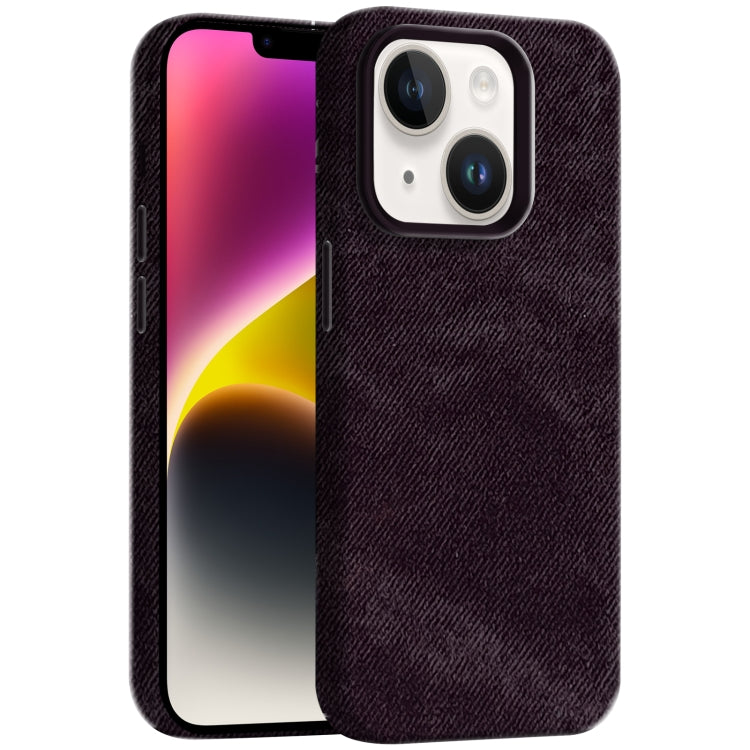 Skin Feel Denim Leather MagSafe Phone Case, For iPhone 15, For iPhone 14