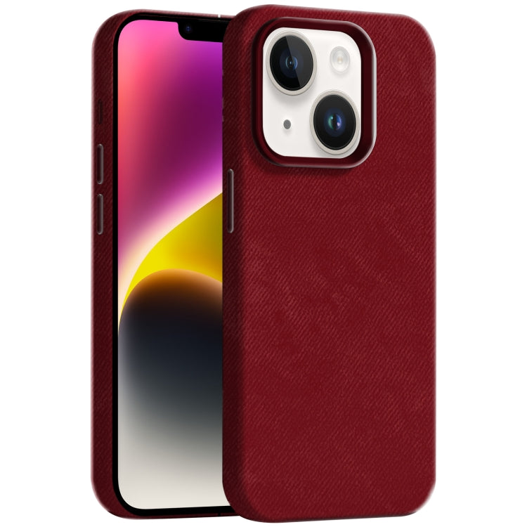 Skin Feel Denim Leather MagSafe Phone Case, For iPhone 15, For iPhone 14