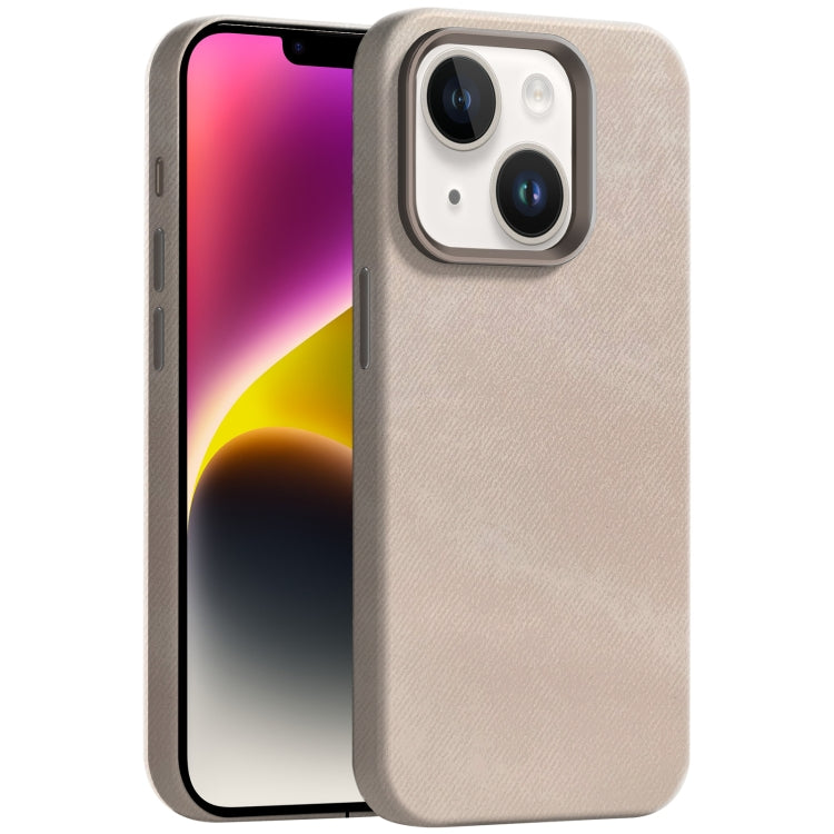 Skin Feel Denim Leather MagSafe Phone Case, For iPhone 15, For iPhone 14