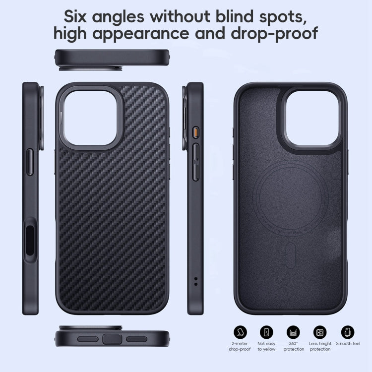 Carbon Fiber Kevlar Lens Holder MagSafe Magnetic Phone Case, For iPhone 16 Pro Max, For iPhone 16 Plus, For iPhone 16