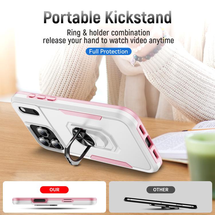 Pioneer Armor Heavy Duty PC + TPU Phone Case with Holder, For iPhone 16e, For iPhone 16 Pro Max