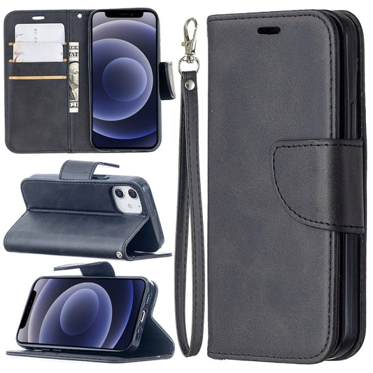 Retro lambskin texture PU leather flip case for iPhone 12 Pro Max with card slots and lanyard