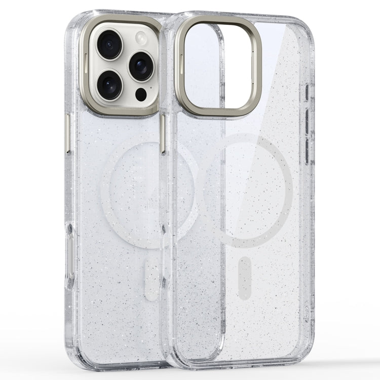 Glitter Powder Lens Holder MagSafe Magnetic Phone Case, For iPhone 16 Pro, For iPhone 16 Plus, For iPhone 16