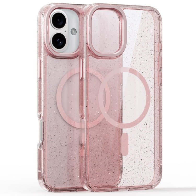 Glitter Powder Lens Holder MagSafe Magnetic Phone Case, For iPhone 16 Pro, For iPhone 16 Plus, For iPhone 16