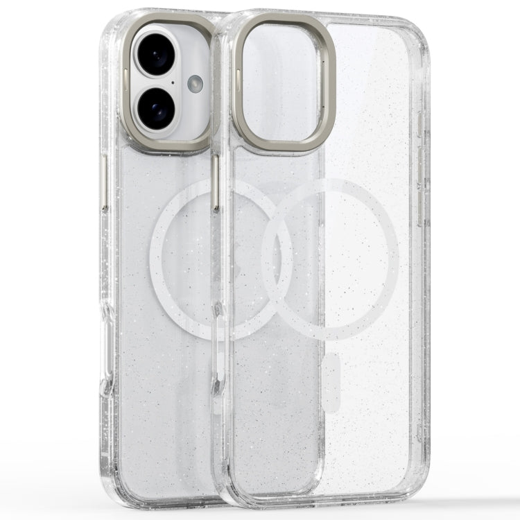 Glitter Powder Lens Holder MagSafe Magnetic Phone Case, For iPhone 16 Pro, For iPhone 16 Plus, For iPhone 16