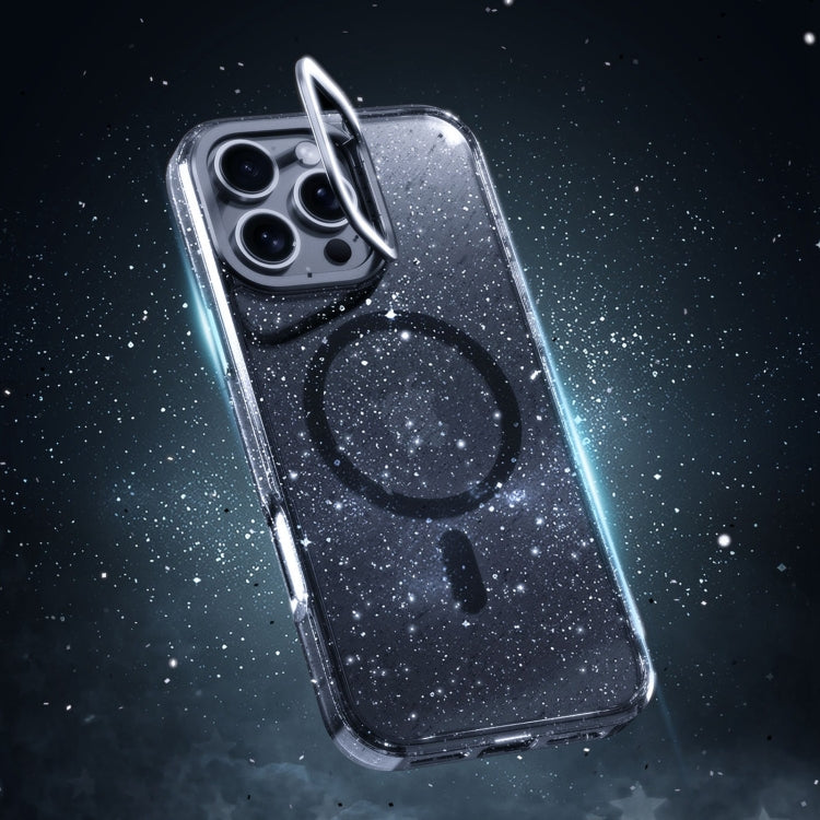 Glitter Powder Lens Holder MagSafe Magnetic Phone Case, For iPhone 16 Pro, For iPhone 16 Plus, For iPhone 16