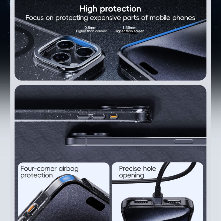 Glitter Powder Lens Holder MagSafe Magnetic Phone Case, For iPhone 16 Pro, For iPhone 16 Plus, For iPhone 16