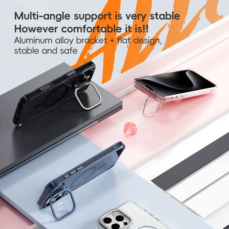 Glitter Powder Lens Holder MagSafe Magnetic Phone Case, For iPhone 16 Pro, For iPhone 16 Plus, For iPhone 16