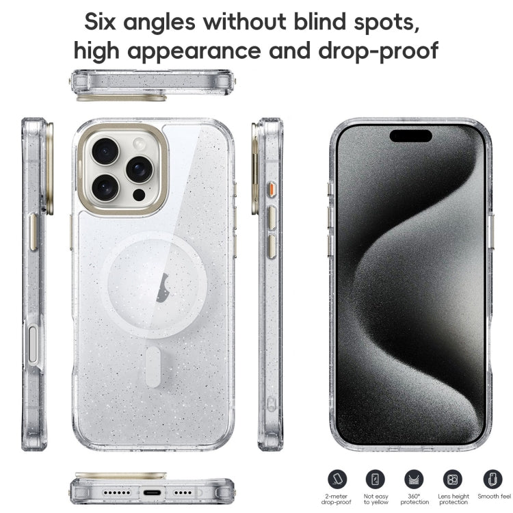 Glitter Powder Lens Holder MagSafe Magnetic Phone Case, For iPhone 16 Pro, For iPhone 16 Plus, For iPhone 16