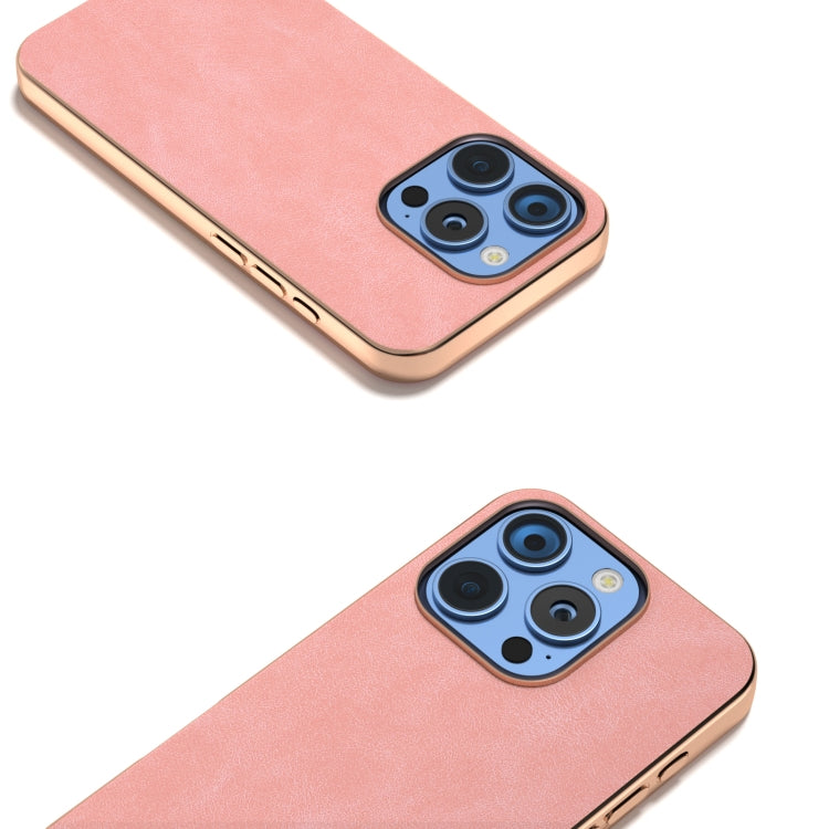 Electroplated Frame PU Leather Full Coverage Phone Case, For iPhone 16 Pro Max, For iPhone 16 Pro, For iPhone 16 Plus, For iPhone 16