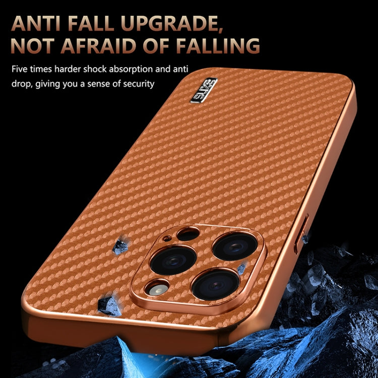 AZNS Electroplated Edge Carbon Fiber Texture Phone Case, For iPhone 15 Pro, For iPhone 15 Plus, For iPhone 15, For iPhone 14 Plus, For iPhone 14, For iPhone 14 Pro