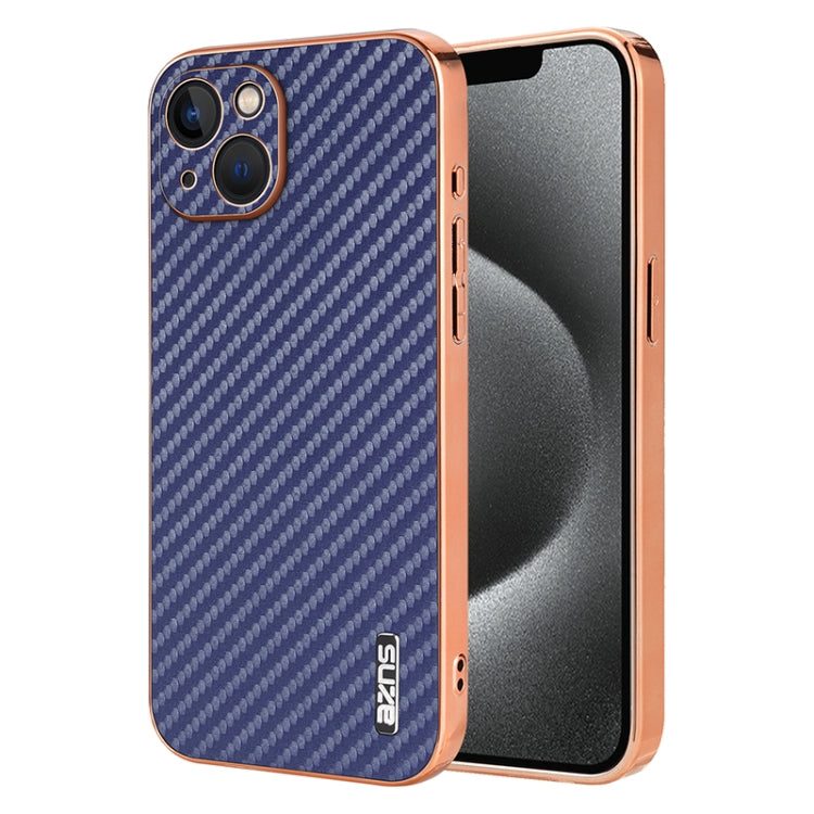 AZNS Electroplated Edge Carbon Fiber Texture Phone Case, For iPhone 14 Pro Max, For iPhone 13 Pro Max, For iPhone 13 Pro, For iPhone 13, For iPhone 12, For iPhone 12 Pro Max
