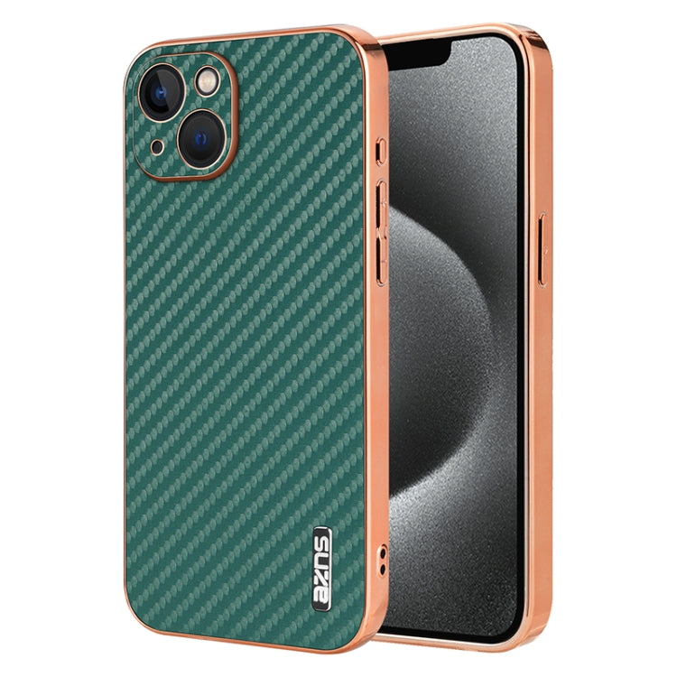 AZNS Electroplated Edge Carbon Fiber Texture Phone Case, For iPhone 14 Pro Max, For iPhone 13 Pro Max, For iPhone 13 Pro, For iPhone 13, For iPhone 12, For iPhone 12 Pro Max